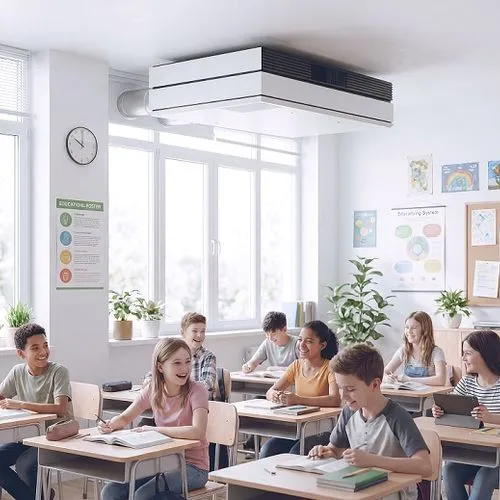 Klassenraum mit Lüftungsgerät